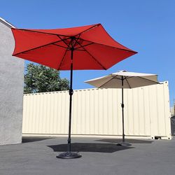 (NEW) $70 Patio Umbrella Set (9 ft LED Umbrella and 30lbs Weight Base) Tilt Crank Outdoor Garden Market 