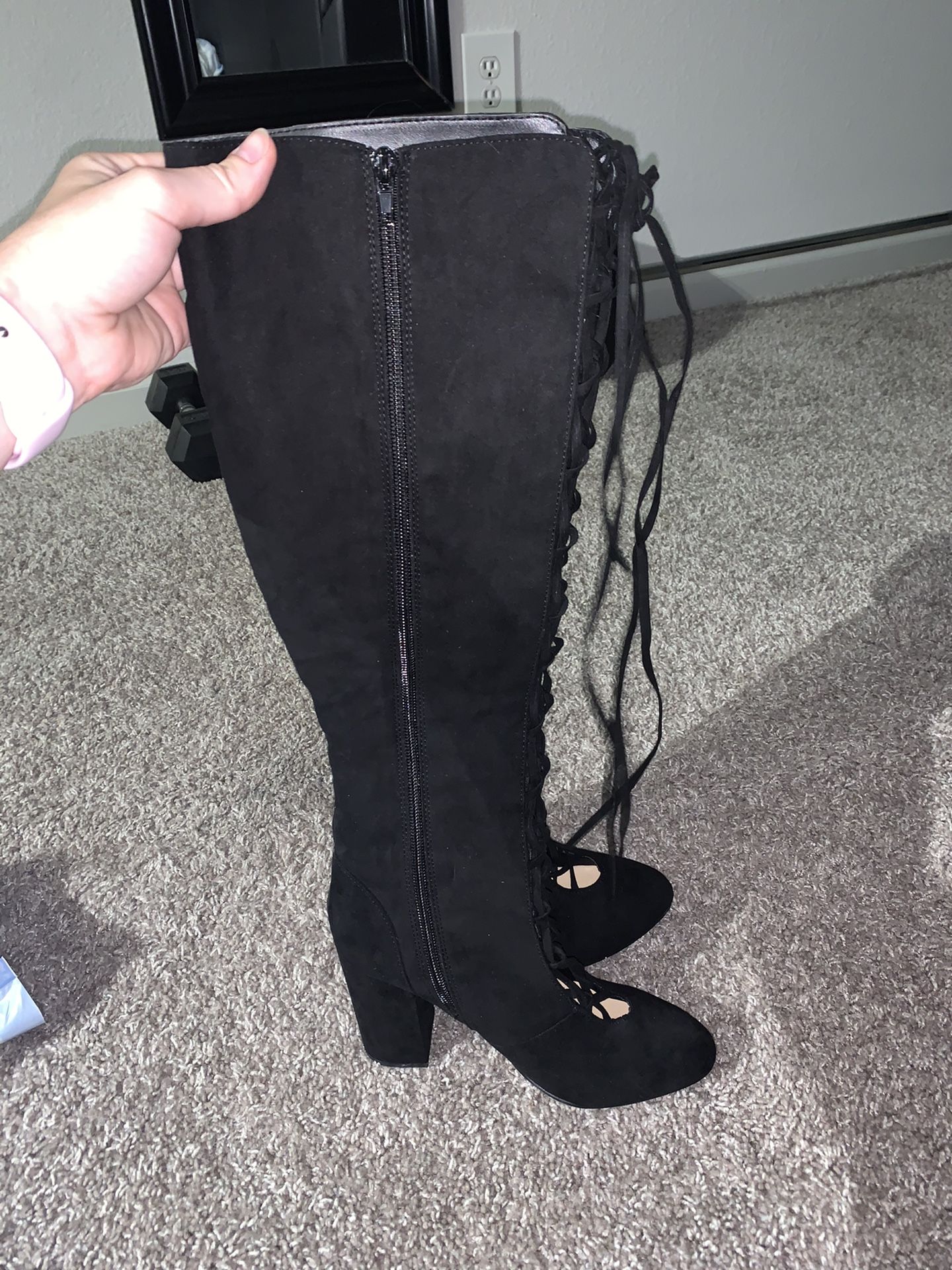 Black heel boots women size 8