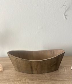 Rustic Wooden Oval Decorative Bowl