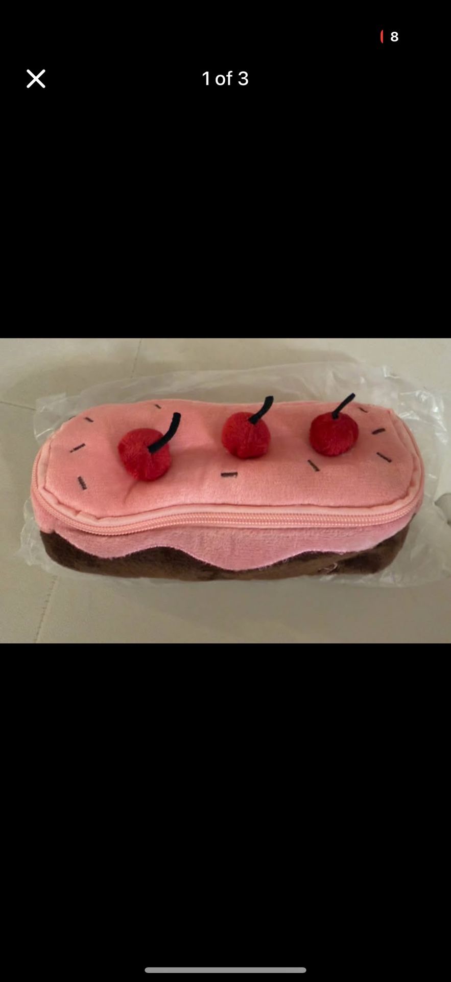 Cute Plush Cake Zipper Pouch – Pencil Case or Makeup Brush Holder 🍒🍰