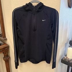 NIKE Dri-Fit Women Black Half-Zip Hoodie Long Sleeve Pullover Top Size Small