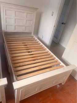 Solid wood twin Xl bed with storage