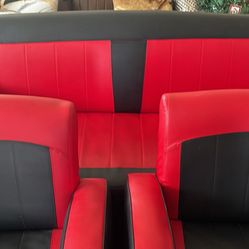 Black And Red Sofa And 2 Chairs 