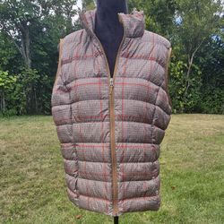 Eddie Bauer Womens Plaid Puff Vest 