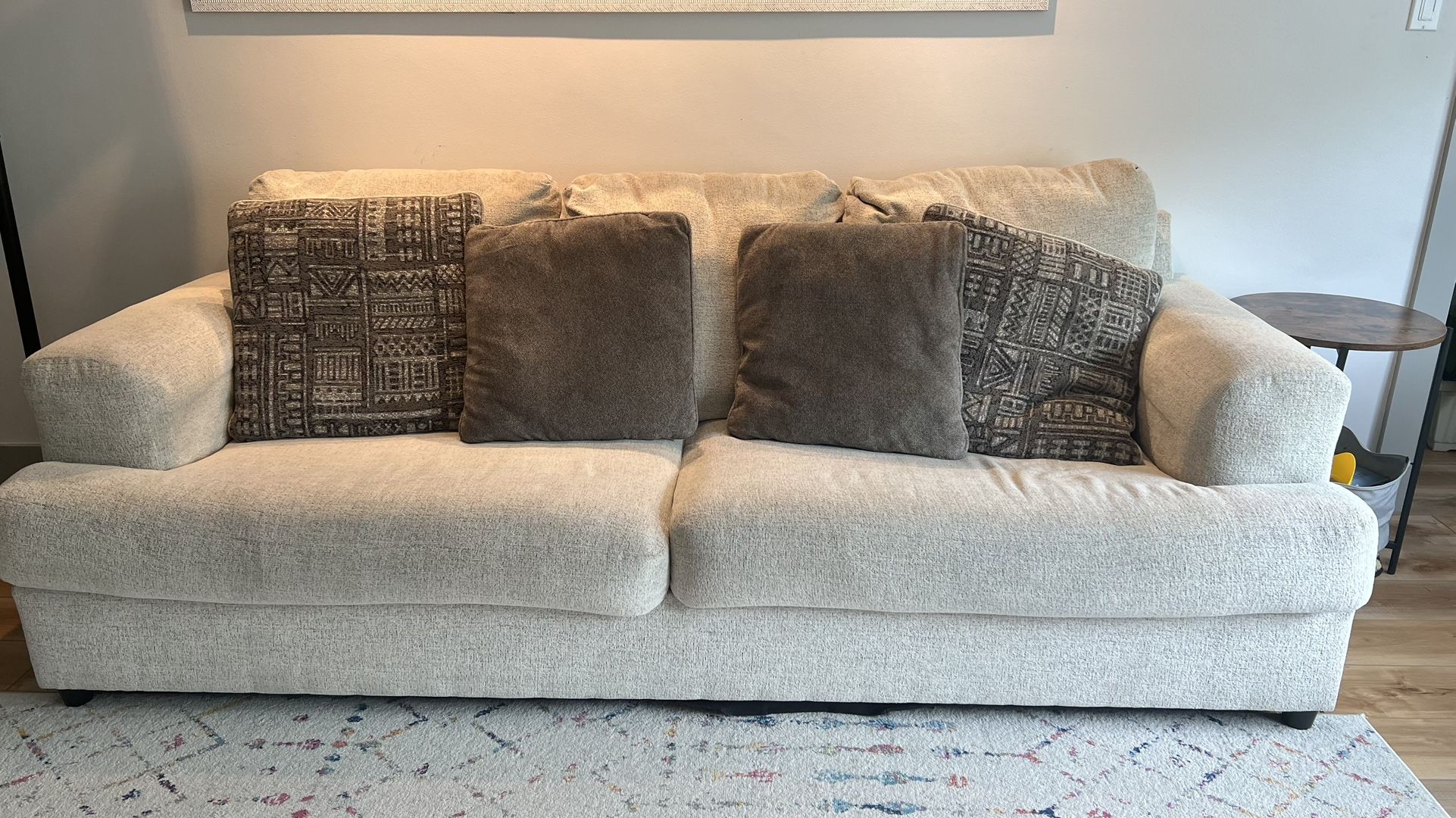 🛋️ Used Ergonomic 3-Seater Couch + Rustic Side Table – $230 (Bundle)