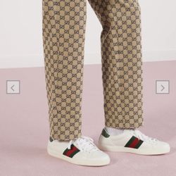 Gucci Men's Ace White Red & Green Leather Sneakers Gucci 8.5.  The classic low-top sneaker in leather with Web detail. White leather with green and re