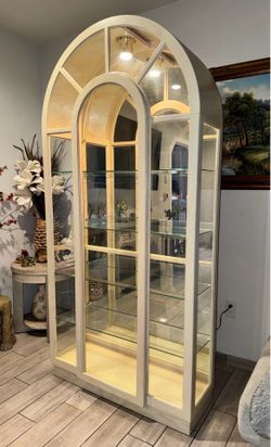Arched Lighted Glass Curio Display Cabinet