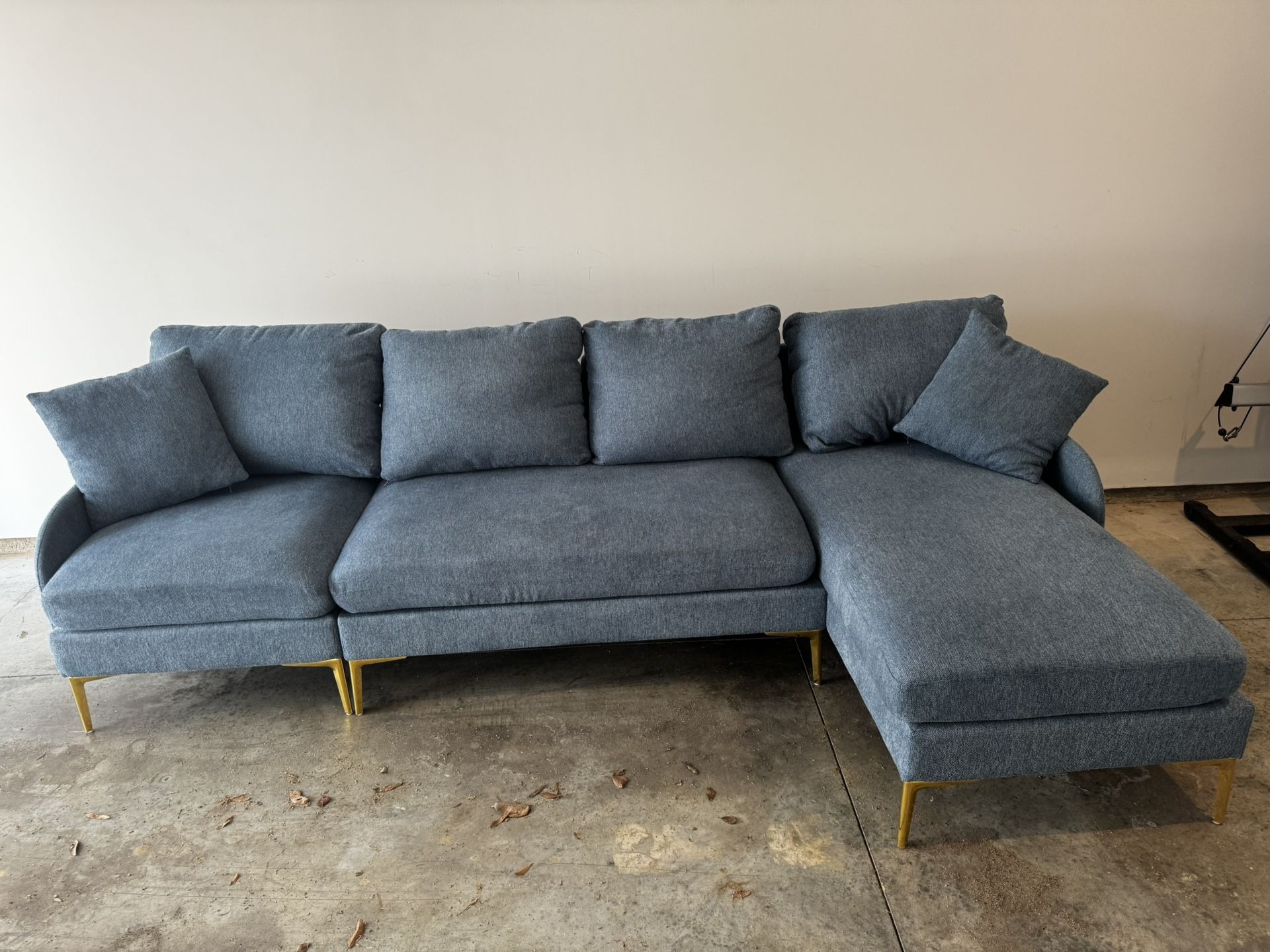 Blue L Shaped Sofa.