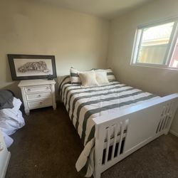 Queen Bed frame, night stand & dresser 