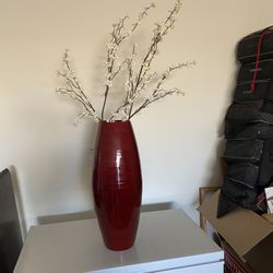 Natural Bamboo Vase With Faux Plant