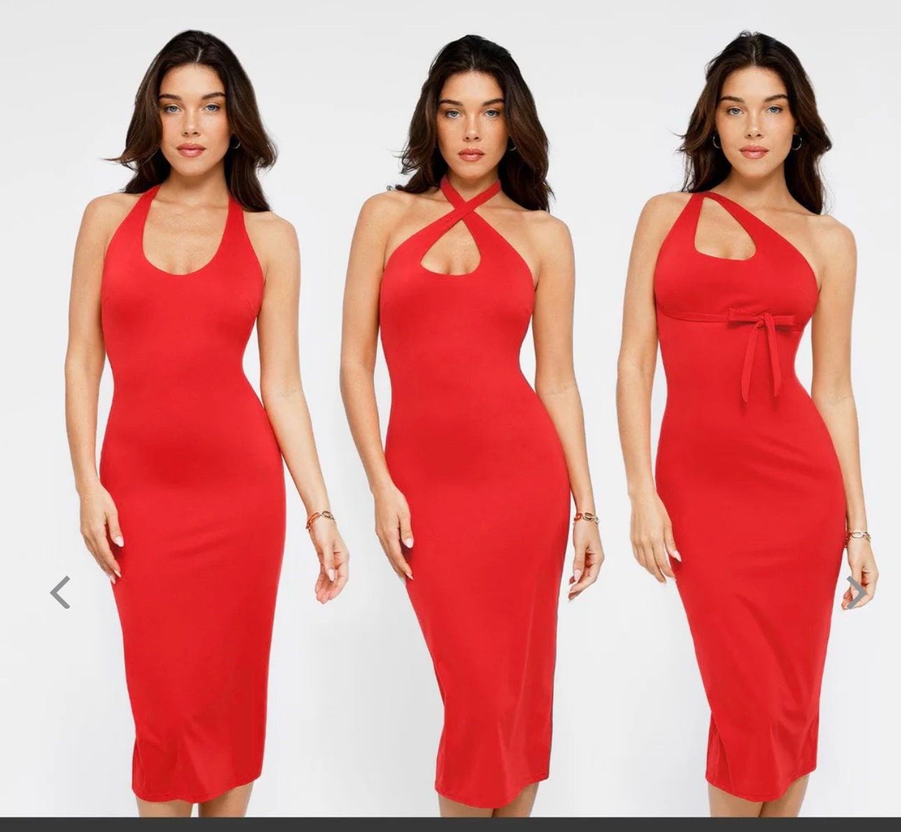 Robe mi-longue sculptante dos nu convertible Shapewear