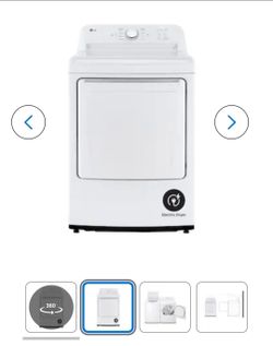 LG 7.3 cu. ft. Vented Electric Dryer (Model DLE6100W) in white.