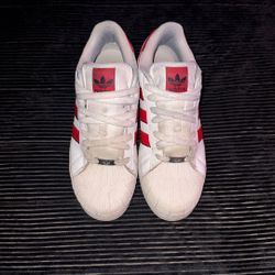 Adidas White/red Superstars 10.5 Men’s 