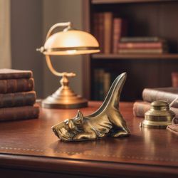 Vintage Solid Brass Scottie Dog Pipe Rest & Valet | Heavy Mid-Century Tobacciana Terrier 