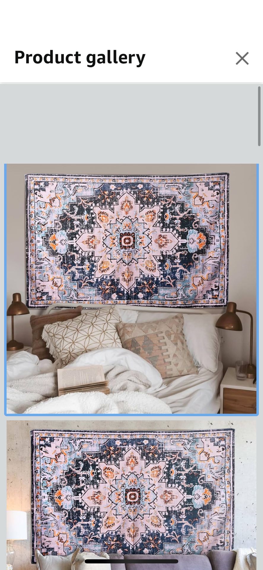 Boho 59” X 35” Orange Blue Multi Colored Bohemian Fabric Wall Tapestry Geometric