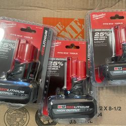 Milwaukee M12 High Output  HO 5.0 batteries 
