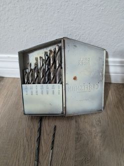 vintage Craftsman Drill Index metal case with 15  Twist bits