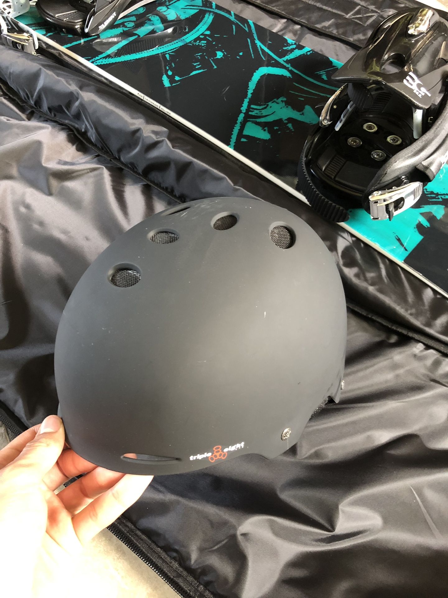 2017 K2 Snowboard 160cm (Element Bindings), Triple EightHelmet (Smith goggles), Demon Snowboard Bag