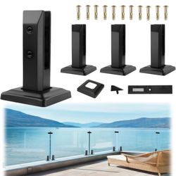 4 Pcs Glass Railing Spigots, 304 Stainless Steel Black. W(91)