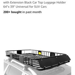XCAR Roof Rack Basket Rooftop Cargo Carrier with Extension Black Car Top Luggage Holder 64"x 39" Universal for SUV Cars