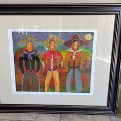 Artist Charles Davison Original Mixed Media Art “Getting Ready to Ride 1” – Framed 