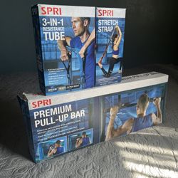 Home Workout Set -Pullup Bar + 3 In 1 Resistance Tube + Stretch Strap