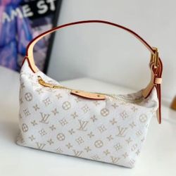 Adjustable shoulder strap zipper closure Cowhide trim Lunch box bag Handbag shoulder bag Women's white and brown