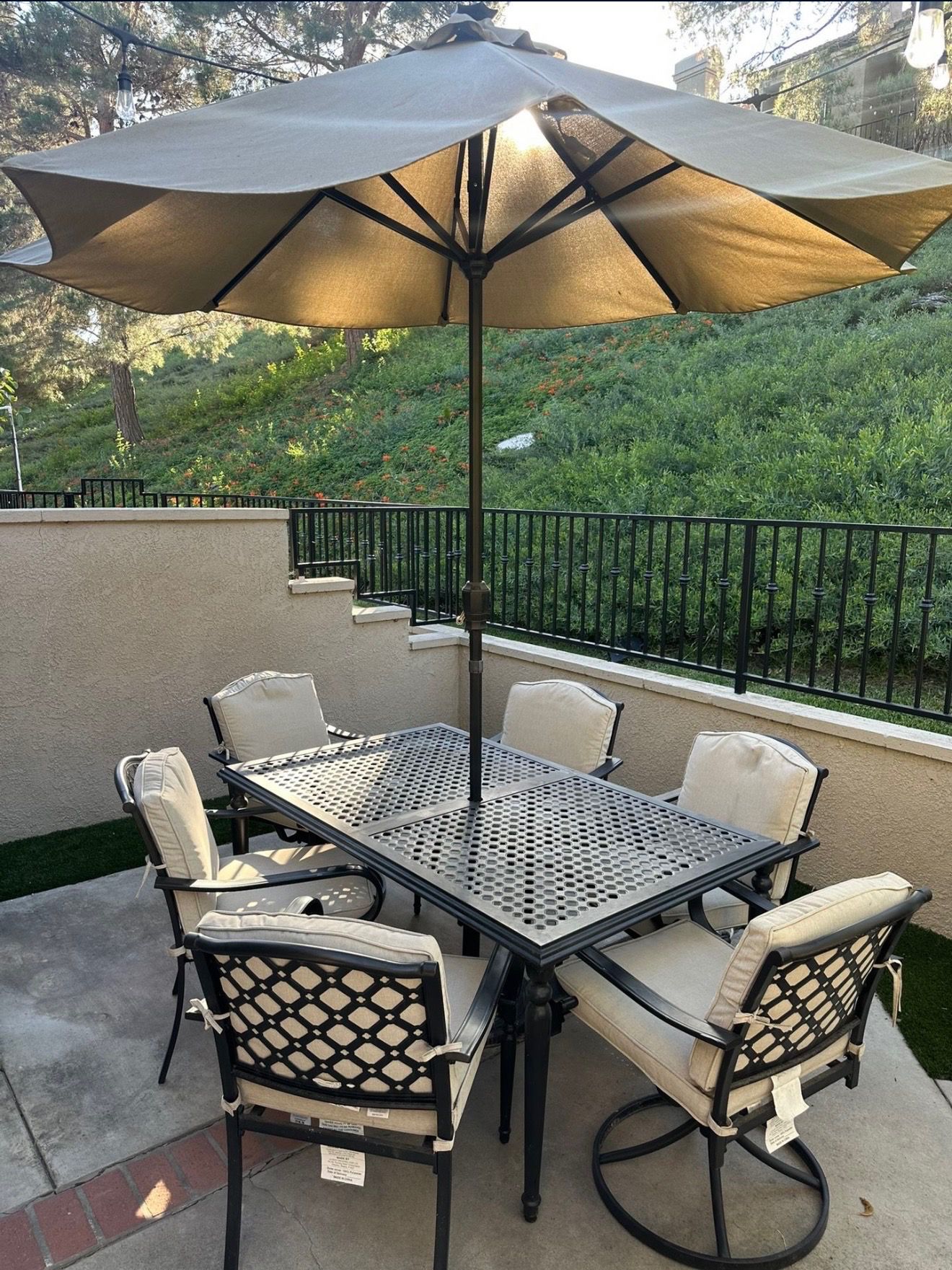 Outdoor patio table and chairs