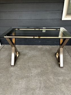 Pottery Barn Glass and Polished Nickel Desk or Table $95