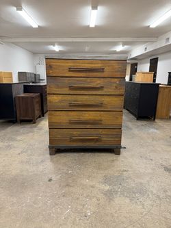 Industrial Rustic 5 Drawer Dresser Chest Upright Tallboy