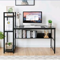 Multi-Functional Computer Desk with 4-tier Storage shelves Black