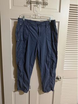 Chicos Utility Capri Pants Women’s Size 1.5 Blue Straight Leg Pockets Casual