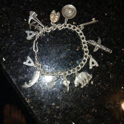 Vintage Sterling Silver Charm Braclett 13 Charms All Sterling