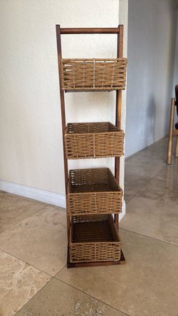 4 Tier Faux Wicker Basket Organizer