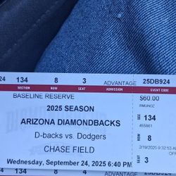 2 dback tickets  Wednesday September 24th 