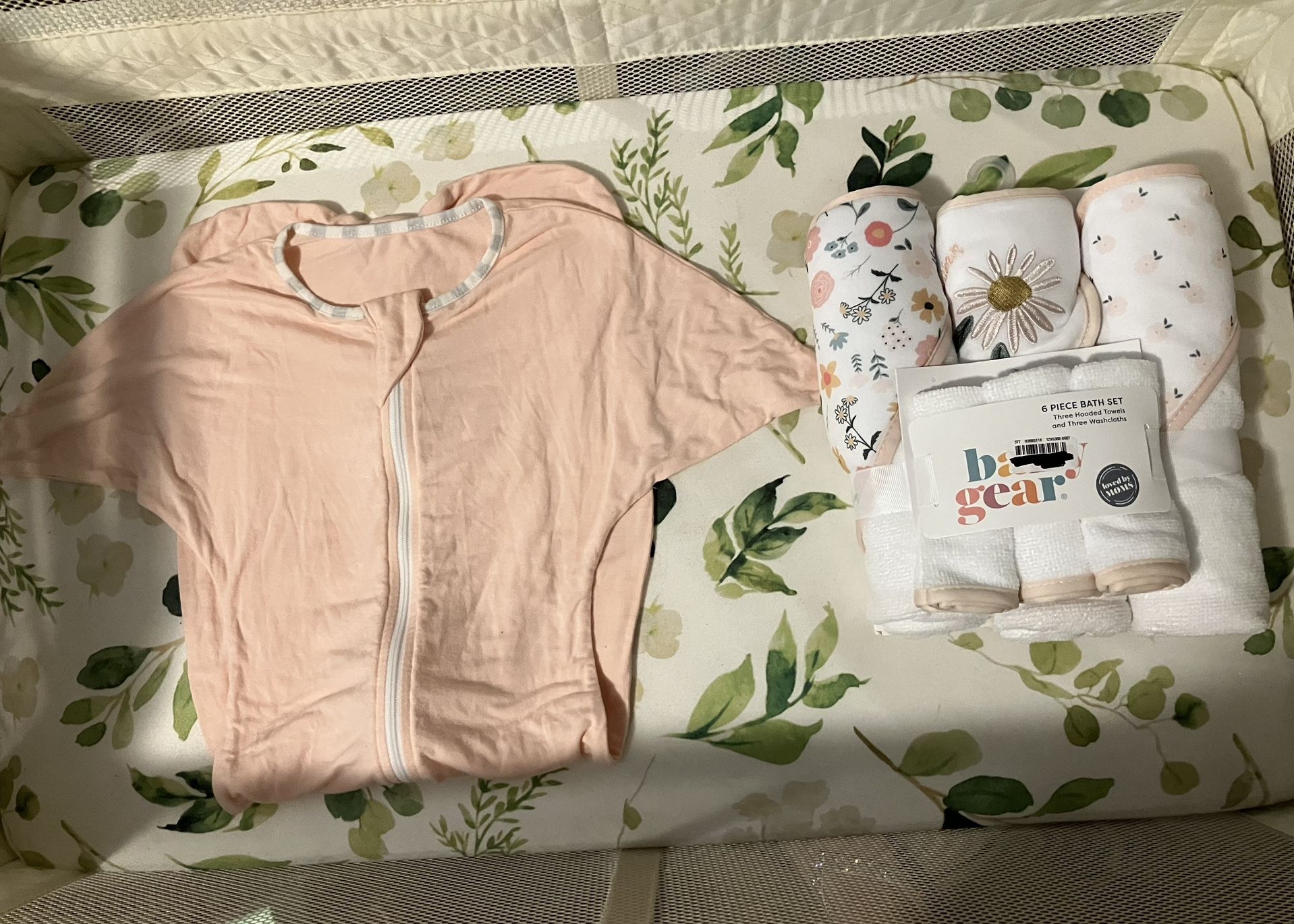 Baby Girl Bath Towel Set And Transition Swaddle