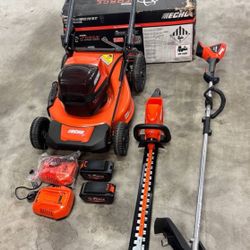 Echo combo 56V kit with 2x5.0AH battery pack 56V push Lawn mower (DLM-2100) String trimmer (weed eater)(DSRM-2100) Hedge trimmer(DHC-2300)