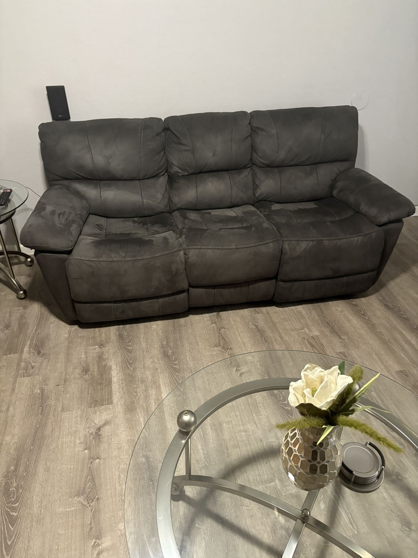 Gray Microfiber Recliner Couches