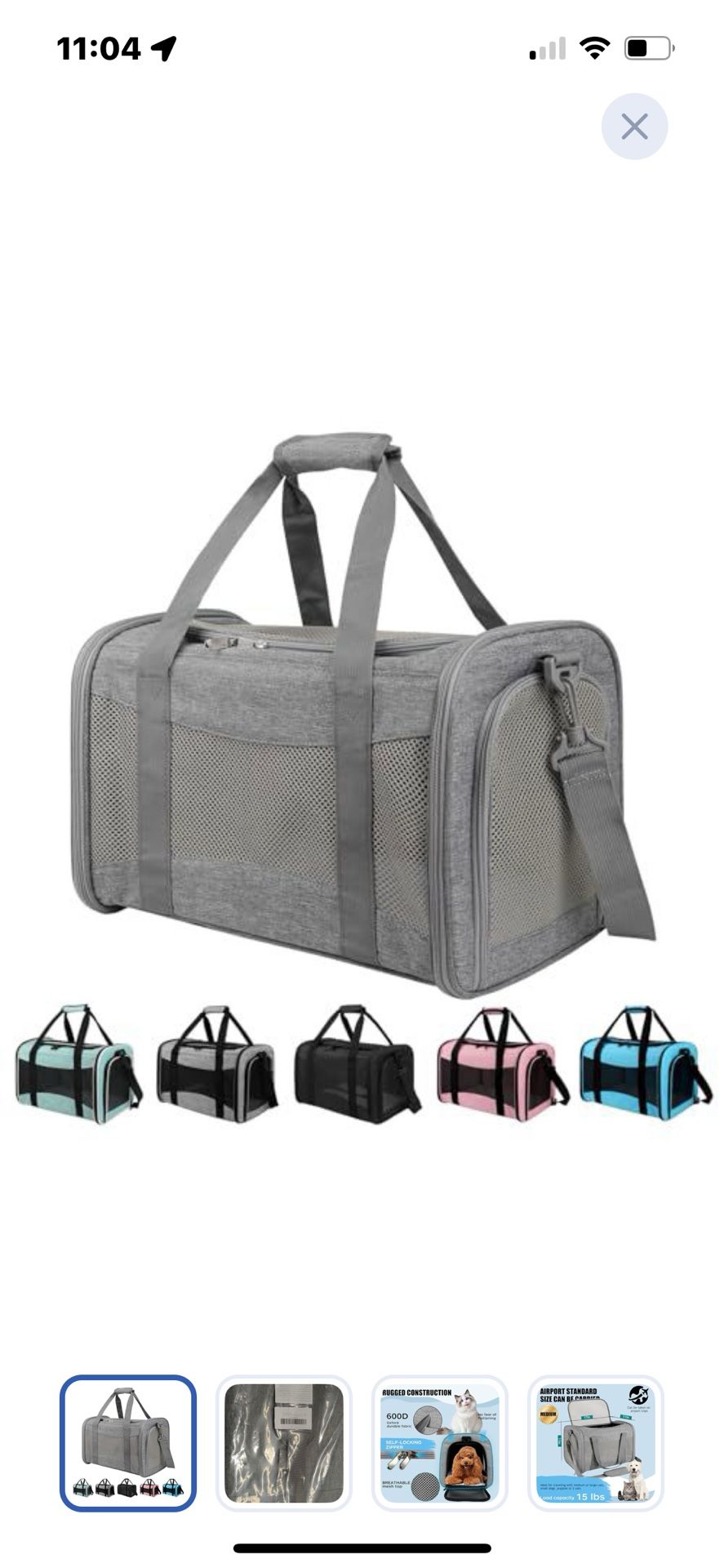 “New”Airline Approved”Pet Carrier W/4 Ventilated Window’s(17” X 11” X 11”)up To 25lbs(retail$39)