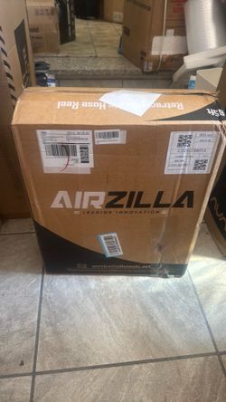 AIRZILLA Premium Steel Retractable Air Hose Reel With Dual Arm, 3/8"x50Ft Hybrid Polymer Hose, Heavy Duty Air Hose Reel included Auto Rewind Reel | Qu
