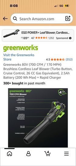 Greenworks electric blower worth $247 asking $75