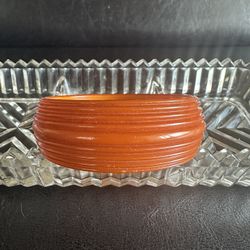 Art Deco Catalin "Sister to Bakelite" Brunt Orange Butterscotch 1" Ribbed 1930s Bangle
