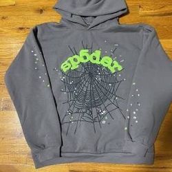 Grey and Green Spyder Hoodie 