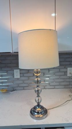 Crystal Base Table Lamp with White Drum Shade