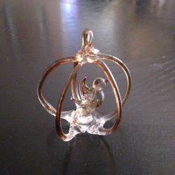 Vintage Small Handblown Glass Art Bird/Birdcage Ornament Figurine 