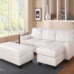 Brand New White Letherette Sectional