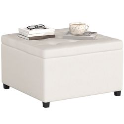 Round Storage Ottoman Bench, Button Tufted Ottoman