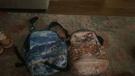Spray ground bags broken zipper on both and broken handle on the blue one  both are 20 get both I can do 30