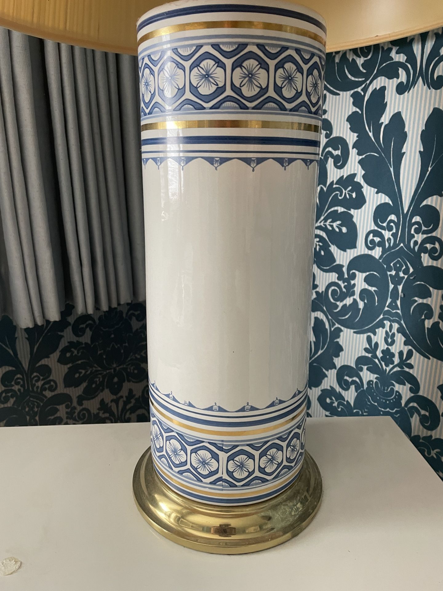 White and Blue Ceramic Lamp