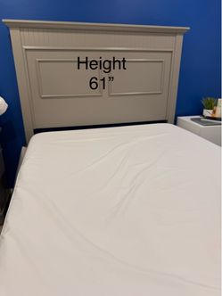 Grey Full Size Bed Frame With Mattress, Measurements In Photos